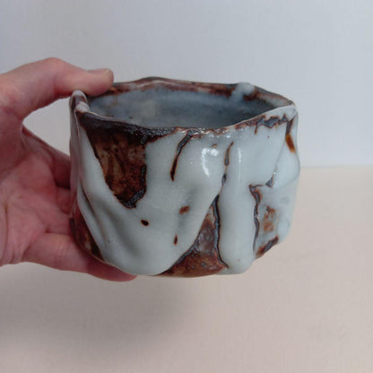 Oni-Shino Tea Bowl by Hasegawa Yoshiaki — Mino Chawan with Tomobako