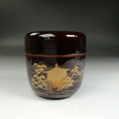 Sankei Three Views Maki-e Natsume by Minowa Ikko - Hounsai Design Lacquer Tea Caddy