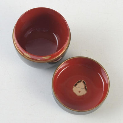Otafuku Maki-e Natsume Tea Caddy by Nakamura Kosai | Gold Lacquer with Silk Pouch
