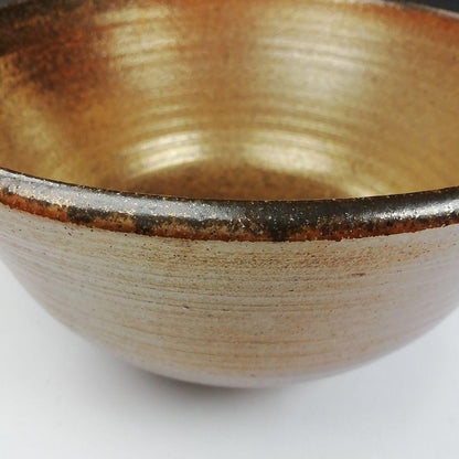 Kinjo Ware Natural Ash Glaze Tea Bowl by Komaru Kentaro - Arako Kiln Nagoya