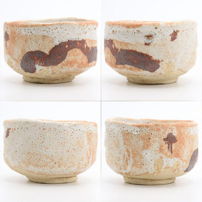 Shino Tea Bowl with Iron Brushwork by Arakawa Toyozo, Living National Treasure