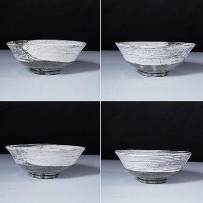 VI Takahashi Dohachi Hakeme Chawan — White Brush on Dark Clay