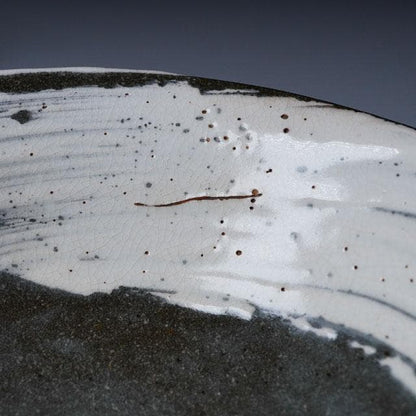 VI Takahashi Dohachi Hakeme Chawan — White Brush on Dark Clay