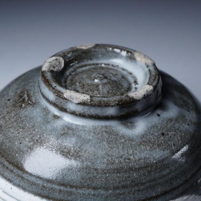 VI Takahashi Dohachi Hakeme Chawan — White Brush on Dark Clay