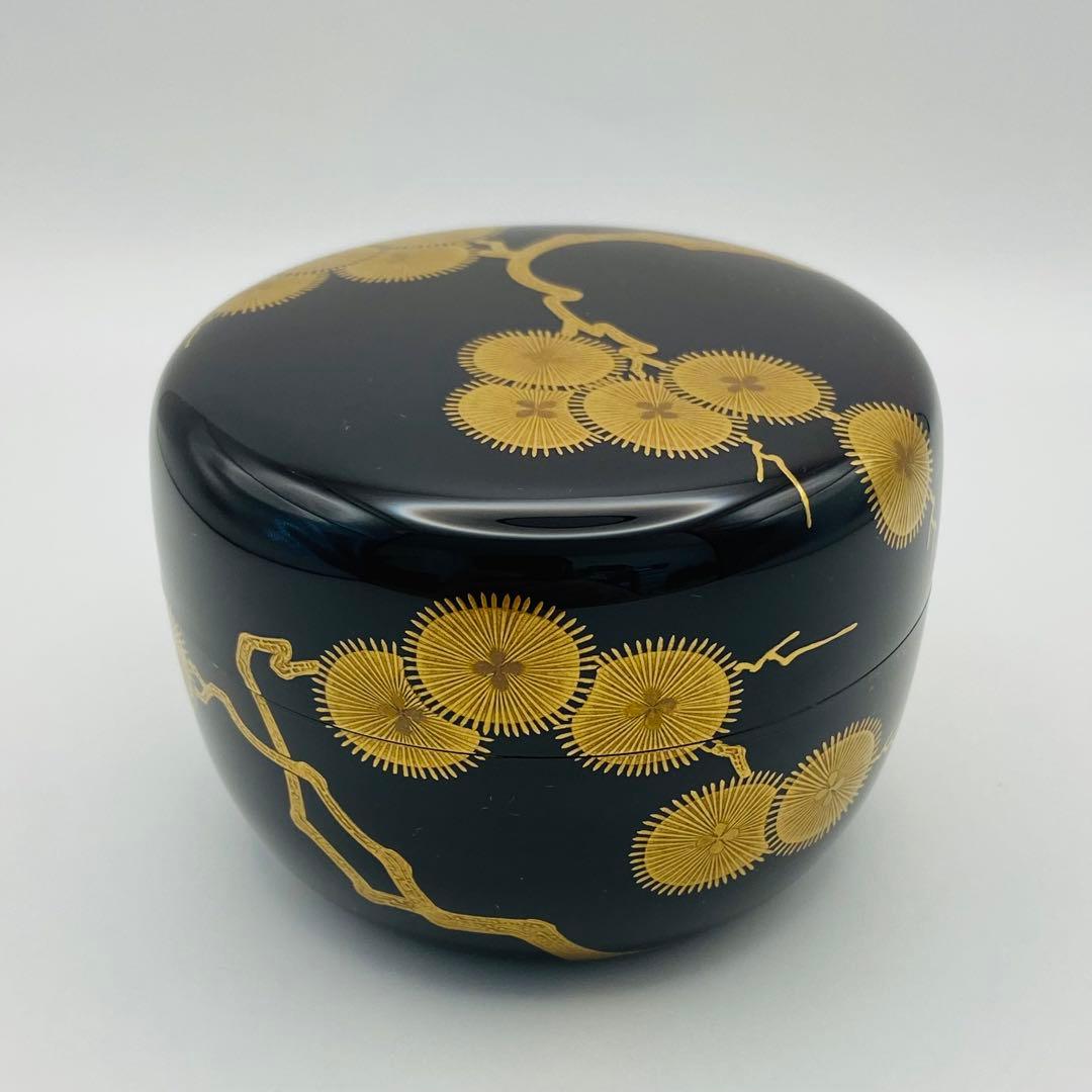 Maehata Shunsai — Hira-natsume Karamatsu Maki-e Tea Caddy, Silver Interior, Double Box