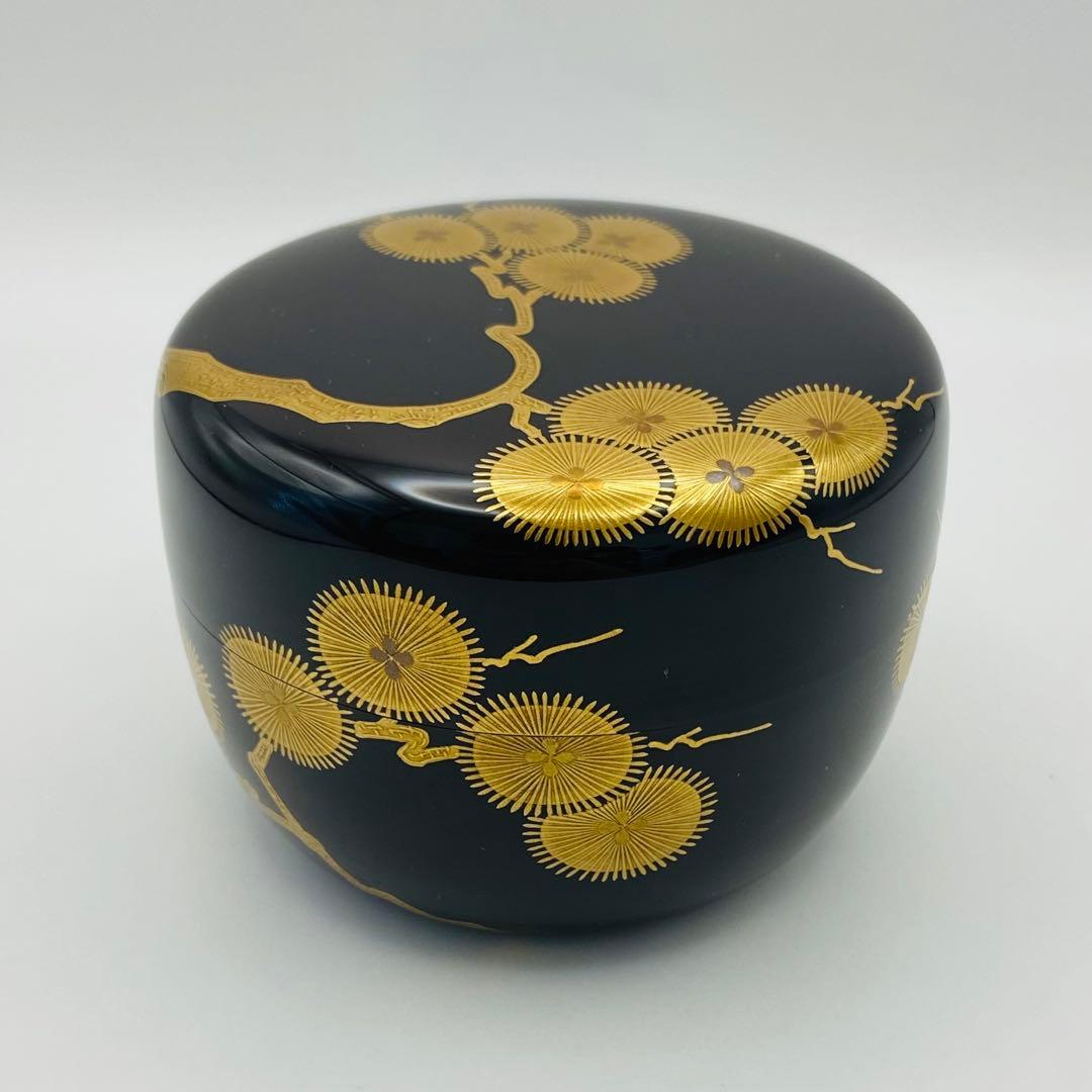 Maehata Shunsai — Hira-natsume Karamatsu Maki-e Tea Caddy, Silver Interior, Double Box