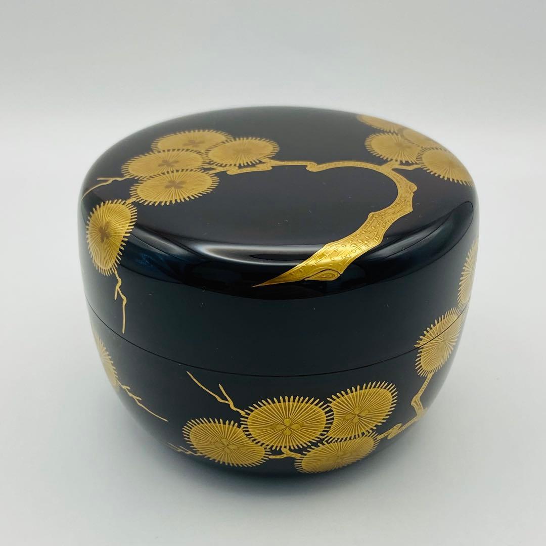 Maehata Shunsai — Hira-natsume Karamatsu Maki-e Tea Caddy, Silver Interior, Double Box