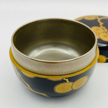 Maehata Shunsai — Hira-natsume Karamatsu Maki-e Tea Caddy, Silver Interior, Double Box