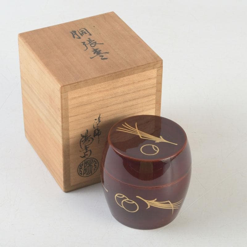 Wajima Lacquer Dobari Natsume Tea Caddy – Gold Maki-e Gourd – Okamoto Yosai – Japan