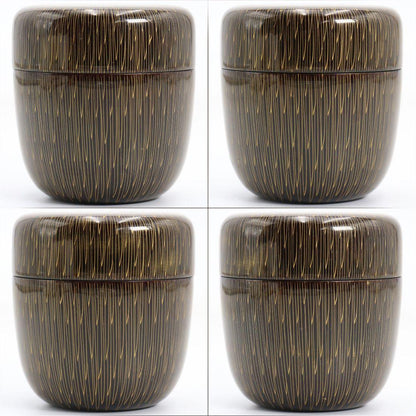 Seki Suiun Gold Chrysanthemum Kebori Chu-Natsume Engraved Lacquer Tea Caddy