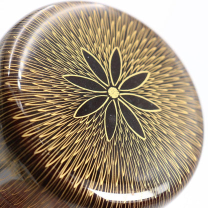 Seki Suiun Gold Chrysanthemum Kebori Chu-Natsume Engraved Lacquer Tea Caddy