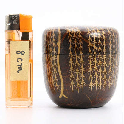 Washi-Wrapped Willow Natsume by Tsukishiro Ryosai - Maki-e Tea Caddy with Box