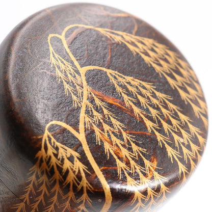Washi-Wrapped Willow Natsume by Tsukishiro Ryosai - Maki-e Tea Caddy with Box