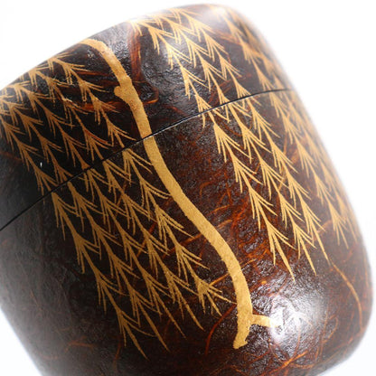 Washi-Wrapped Willow Natsume by Tsukishiro Ryosai - Maki-e Tea Caddy with Box