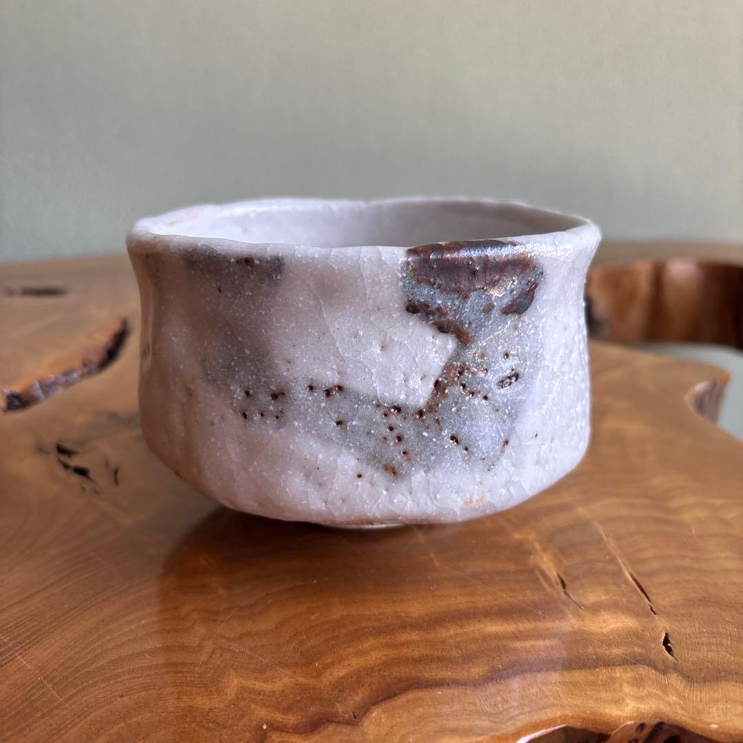 Shino Glaze Tea Bowl by Ryugama Kiln - Japanese Matcha Chawan with Signed Box, Wabi-Sabi White Ceramic