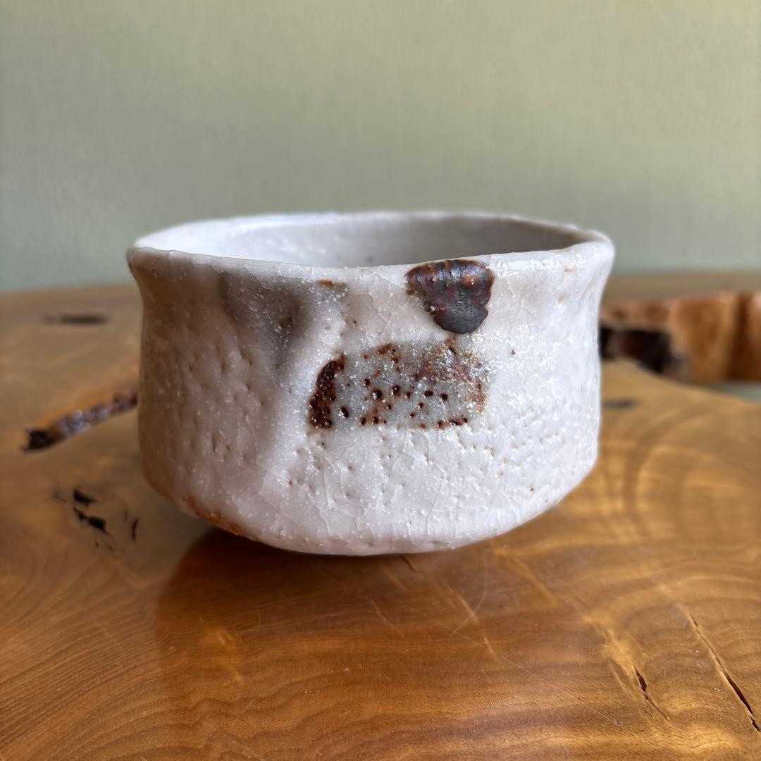 Shino Glaze Tea Bowl by Ryugama Kiln - Japanese Matcha Chawan with Signed Box, Wabi-Sabi White Ceramic
