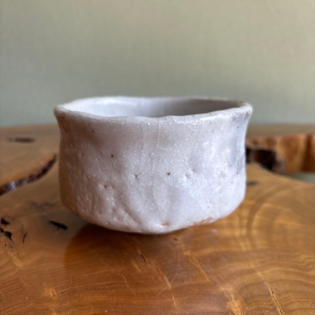 Shino Glaze Tea Bowl by Ryugama Kiln - Japanese Matcha Chawan with Signed Box, Wabi-Sabi White Ceramic