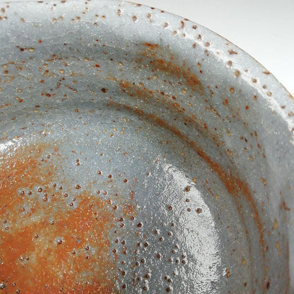 Nezumi Shino Tea Bowl by Hayashi Eiji — Momoyama Kiln Grey Shino Chawan with Iron Speckle Glaze
