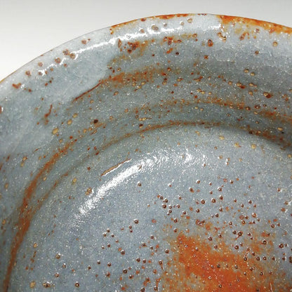 Nezumi Shino Tea Bowl by Hayashi Eiji — Momoyama Kiln Grey Shino Chawan with Iron Speckle Glaze