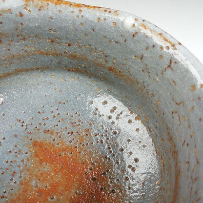 Nezumi Shino Tea Bowl by Hayashi Eiji — Momoyama Kiln Grey Shino Chawan with Iron Speckle Glaze