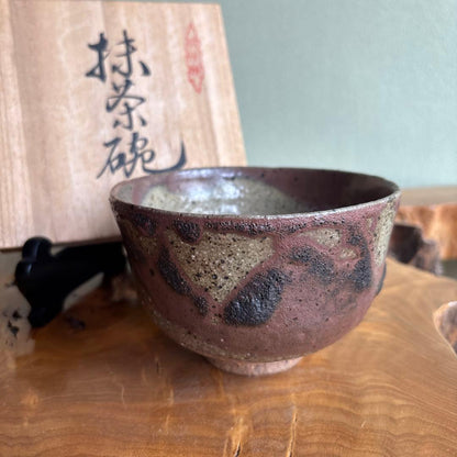 Tango Ware Wabi Matcha Bowl | Japanese Wood-Fired Chawan with Tomobako | Natural Ash Glaze Yakishime Tea Bowl