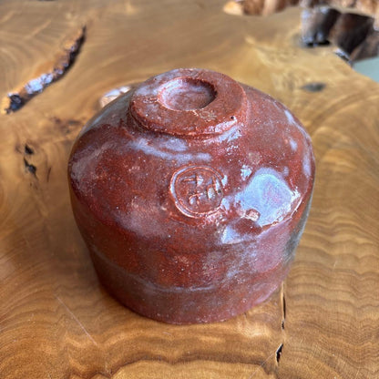 Raku Tea Bowl Hanagumori by Kiyo — Red-Black Chawan, Signed Box