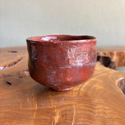 Raku Tea Bowl Hanagumori by Kiyo — Red-Black Chawan, Signed Box