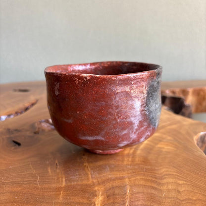 Raku Tea Bowl Hanagumori by Kiyo — Red-Black Chawan, Signed Box