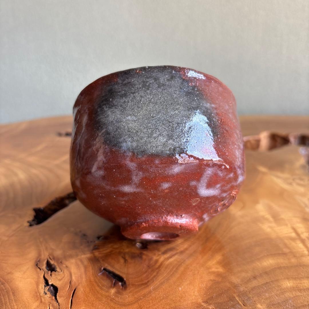 Raku Tea Bowl Hanagumori by Kiyo — Red-Black Chawan, Signed Box