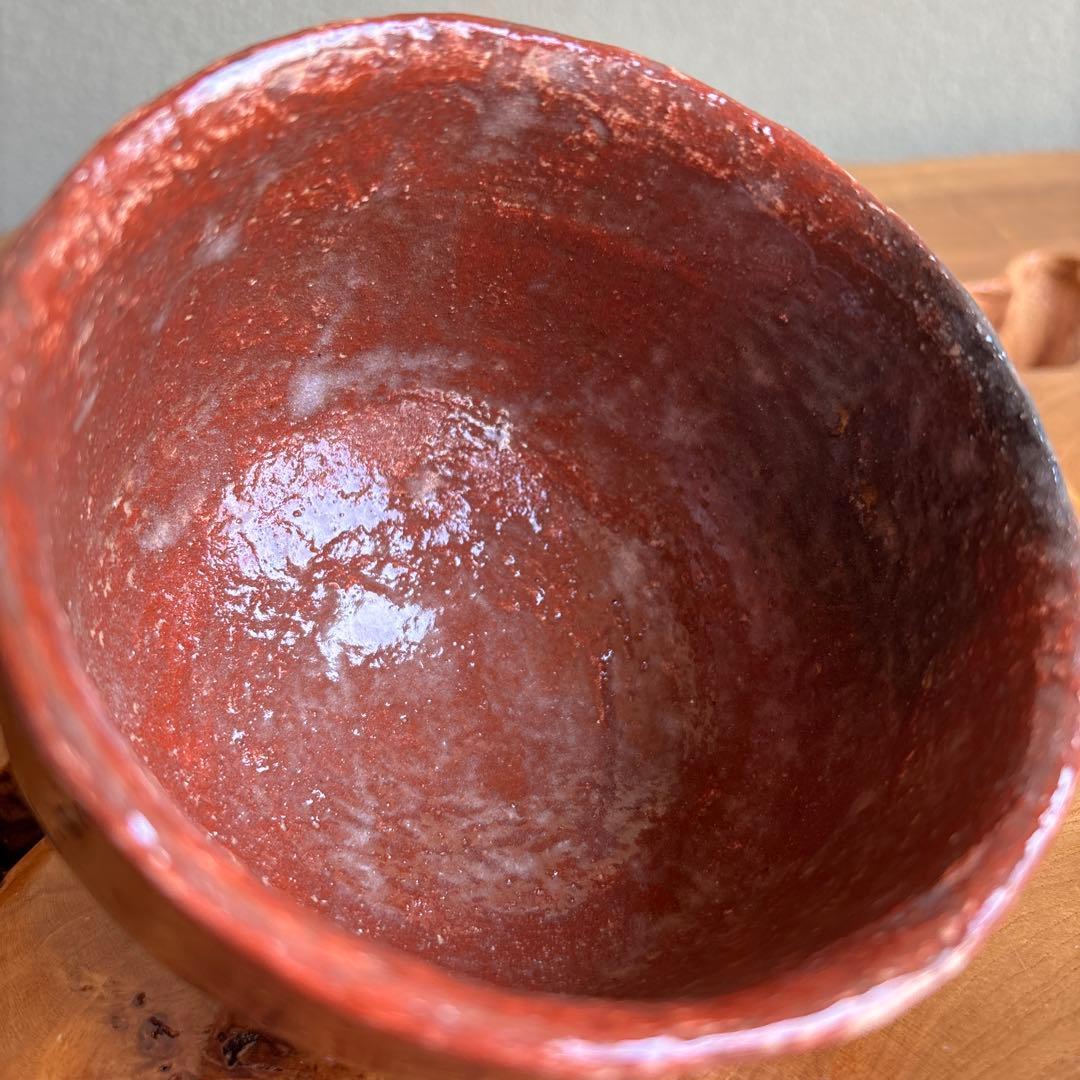 Raku Tea Bowl Hanagumori by Kiyo — Red-Black Chawan, Signed Box