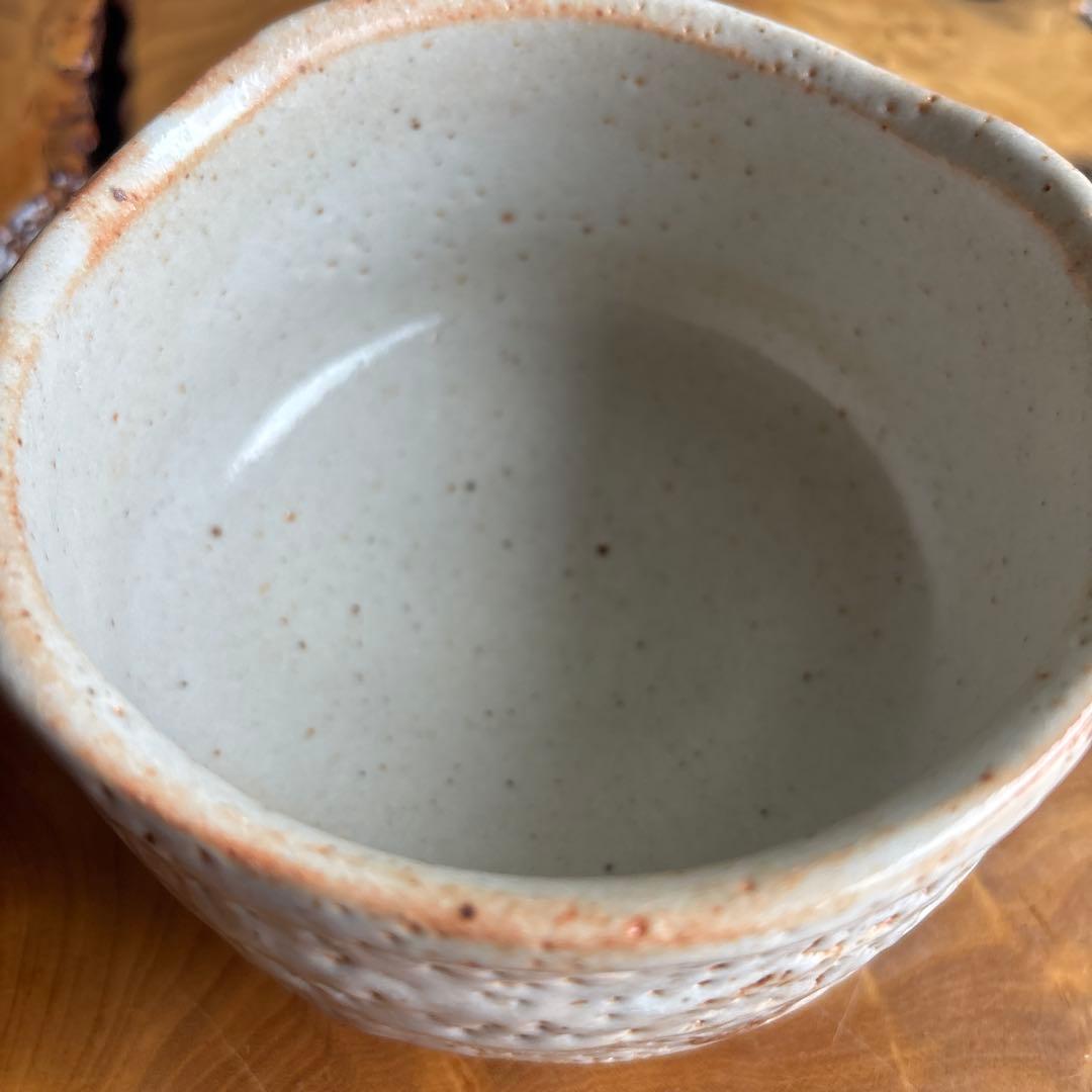 Shino Tea Bowl by Shusaku - Japanese Matcha Chawan with Kairagi Pitting and Signed Box