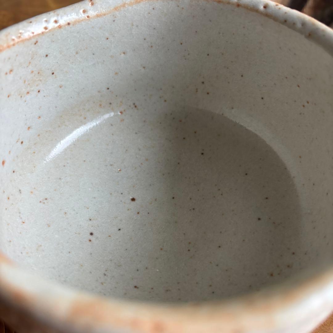 Shino Tea Bowl by Shusaku - Japanese Matcha Chawan with Kairagi Pitting and Signed Box