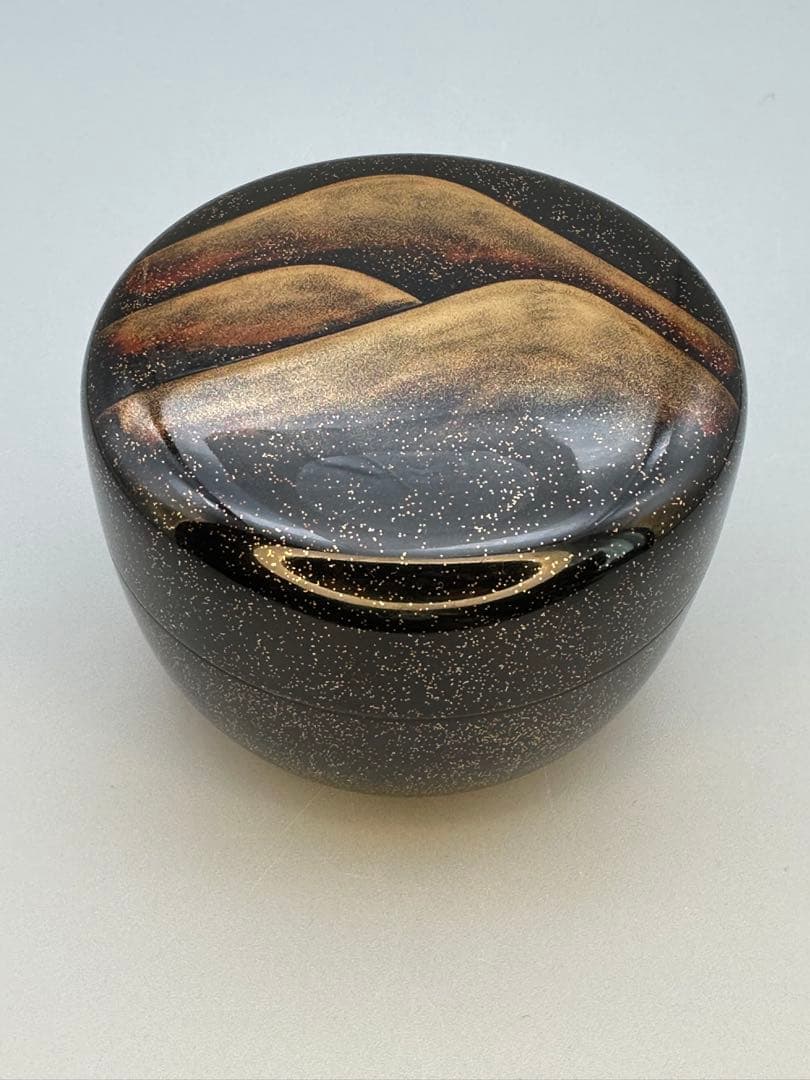 Toyama Distant Mountain Maki-e Natsume by Murata Sokaku - Silver-Lined Lacquer Tea Caddy