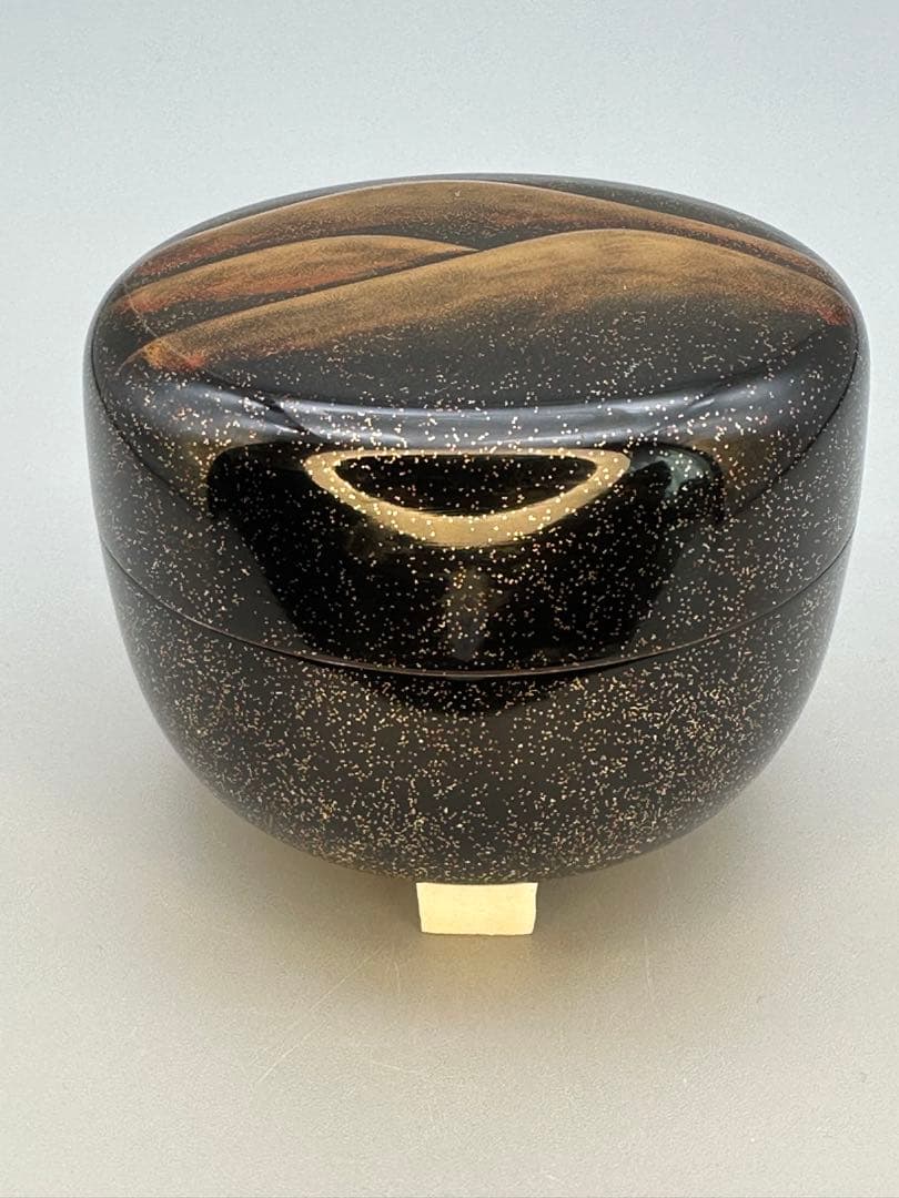 Toyama Distant Mountain Maki-e Natsume by Murata Sokaku - Silver-Lined Lacquer Tea Caddy