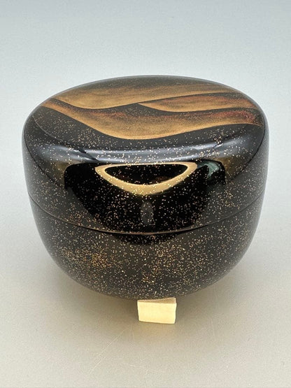 Toyama Distant Mountain Maki-e Natsume by Murata Sokaku - Silver-Lined Lacquer Tea Caddy