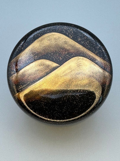 Toyama Distant Mountain Maki-e Natsume by Murata Sokaku - Silver-Lined Lacquer Tea Caddy