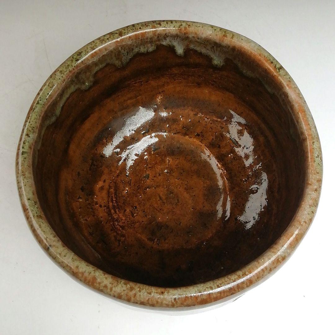 Ohi Ware Tea Bowl by Ohi Ippei — Amber Kaki Glaze, Drip Rim Effect, Signed Box, Kanazawa Kiln