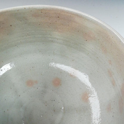Hagi Ware Unkaku Tea Bowl by Yamazaki Takeo — Crane and Cloud Relief Chawan with Stamped Flowers