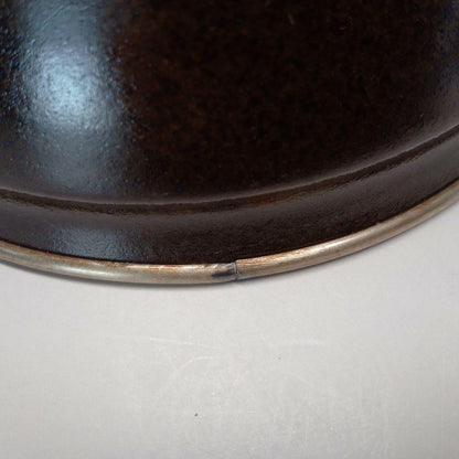 Tenmoku Tea Bowl with Plum Blossom Design - Iron Glaze Japanese Matcha Chawan