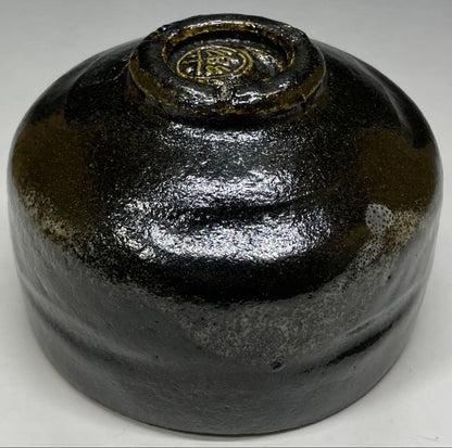 Raku Sonyu V Black Tea Bowl - Edo Period Kuro-Raku Chawan with Shifuku and Box