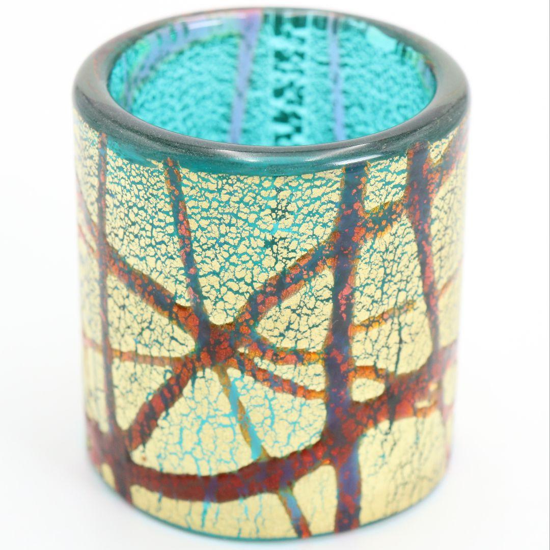 Mizusaki Choju Glass Futa-oki Tea Ceremony Lid Rest Iki Tree Gold Foil