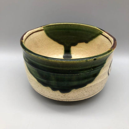 Oribe Tea Bowl "Aoi" by Kato Tosaburo — Copper-Green Hollyhock Chawan
