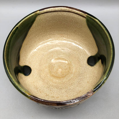 Oribe Tea Bowl "Aoi" by Kato Tosaburo — Copper-Green Hollyhock Chawan