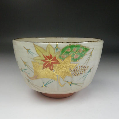 Kenzan Fukiyose Tea Bowl by Hashimoto Shiun - Autumn Leaves