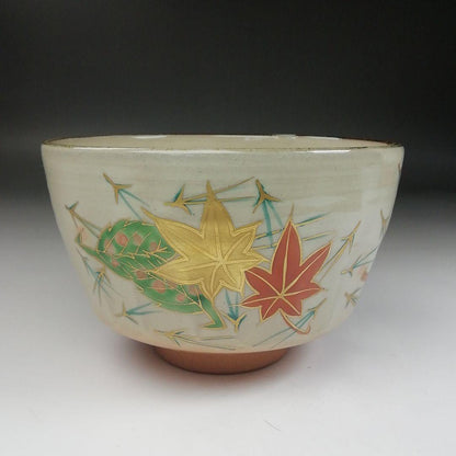 Kenzan Fukiyose Tea Bowl by Hashimoto Shiun - Autumn Leaves