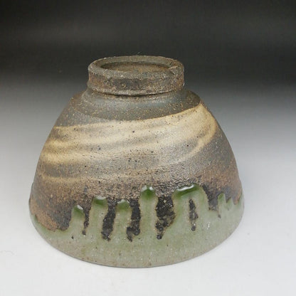 Tokoname Ware Tea Bowl by Horaido Okinken Kiln - Green Ash Glaze Matcha Chawan with Box
