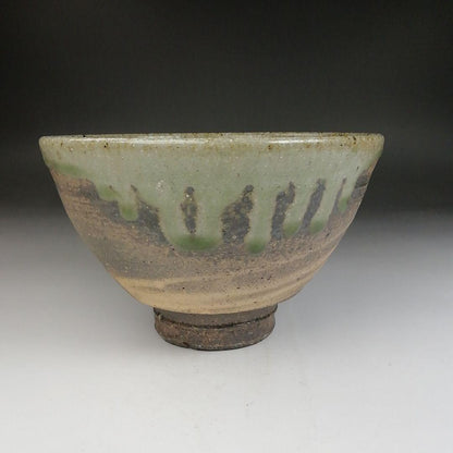 Tokoname Ware Tea Bowl by Horaido Okinken Kiln - Green Ash Glaze Matcha Chawan with Box