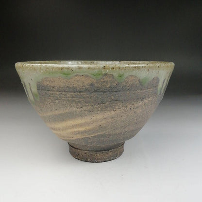 Tokoname Ware Tea Bowl by Horaido Okinken Kiln - Green Ash Glaze Matcha Chawan with Box