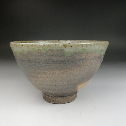 Tokoname Ware Tea Bowl by Horaido Okinken Kiln - Green Ash Glaze Matcha Chawan with Box