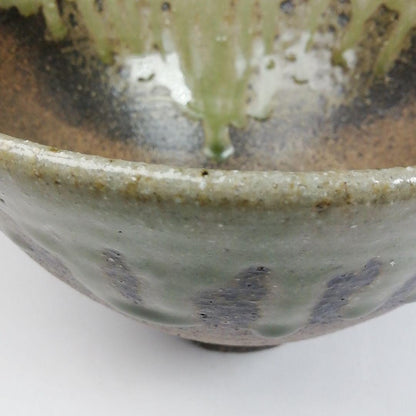 Tokoname Ware Tea Bowl by Horaido Okinken Kiln - Green Ash Glaze Matcha Chawan with Box